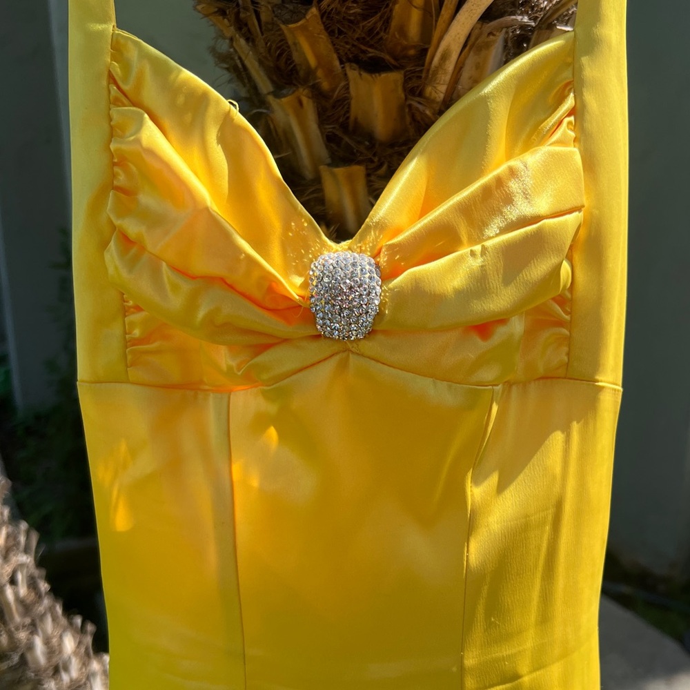 Mary L Couture Yellow Satin Dress - Picture 2 of 5